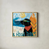 Good Vibes IV by Veronique Charron. Shown in a natural wood glass frame for a timeless modern aesthetic. Available as an archival giclee rolled canvas, fine art paper, or poster print. SKU 52150a.