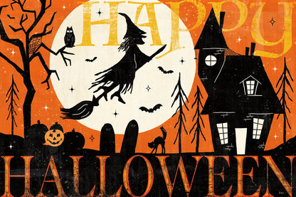 Halloween is Calling I by Veronique Charron. SKU 78628i. Archival Giclee Fine art print for wall decor.