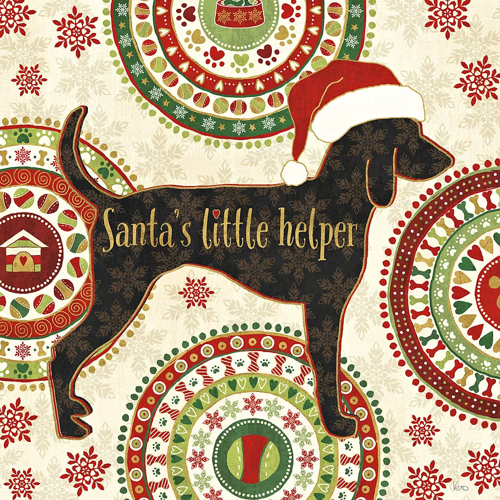 Happy Holidogs I by Veronique Charron. SKU 26059a. Archival Giclee Fine art print for wall decor.