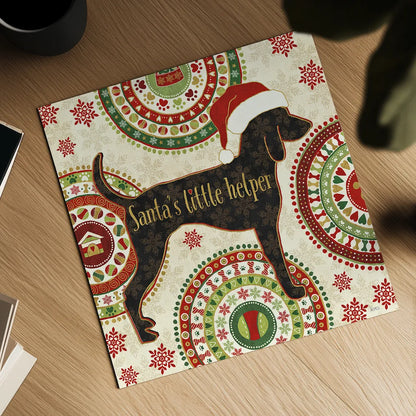 Happy Holidogs I by Veronique Charron. Shown as a detailed flat fine art print, highlighting archival giclee quality. Available as an archival giclee rolled canvas, fine art paper, or poster print. SKU 26059a.