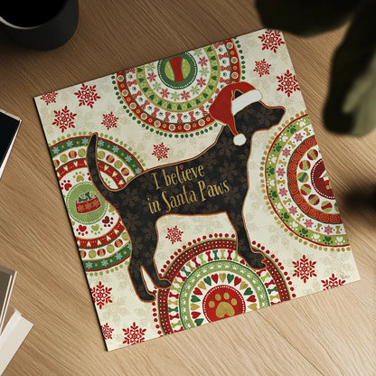 Happy Holidogs III by Veronique Charron. Shown as a detailed flat fine art print, highlighting archival giclee quality. Available as an archival giclee rolled canvas, fine art paper, or poster print. SKU 26061a.