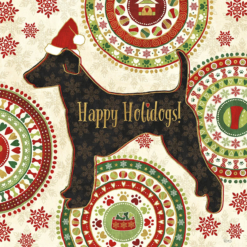 Happy Holidogs IV by Veronique Charron. SKU 26062a. Archival Giclee Fine art print for wall decor.