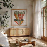 Harvest Craze V by Veronique Charron. Shown in a natural wood frame in a cozy modern living room. Available as an archival giclee rolled canvas, fine art paper, or poster print. SKU 81585a.