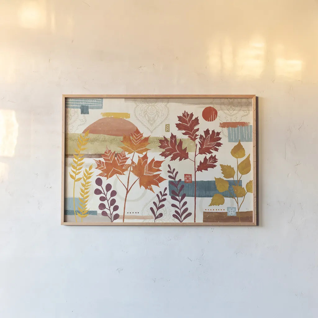 Harvest Horizon I by Veronique Charron. shown as a paper print in a natural frame. Available as a archival giclee rolled canvas, fine art paper, or poster print. SKU 83024i.