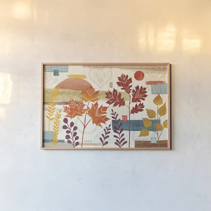 Harvest Horizon I by Veronique Charron. shown as a paper print in a natural frame. Available as a archival giclee rolled canvas, fine art paper, or poster print. SKU 83024i.