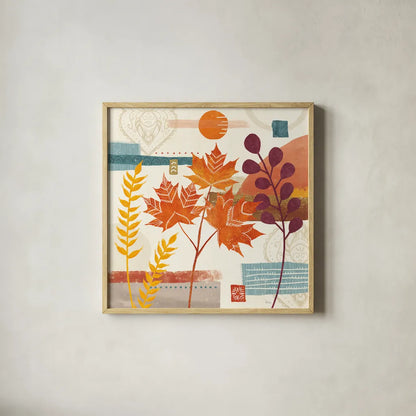 Harvest Horizon II by Veronique Charron. Shown in a natural wood glass frame for a timeless modern aesthetic. Available as an archival giclee rolled canvas, fine art paper, or poster print. SKU 83025a.