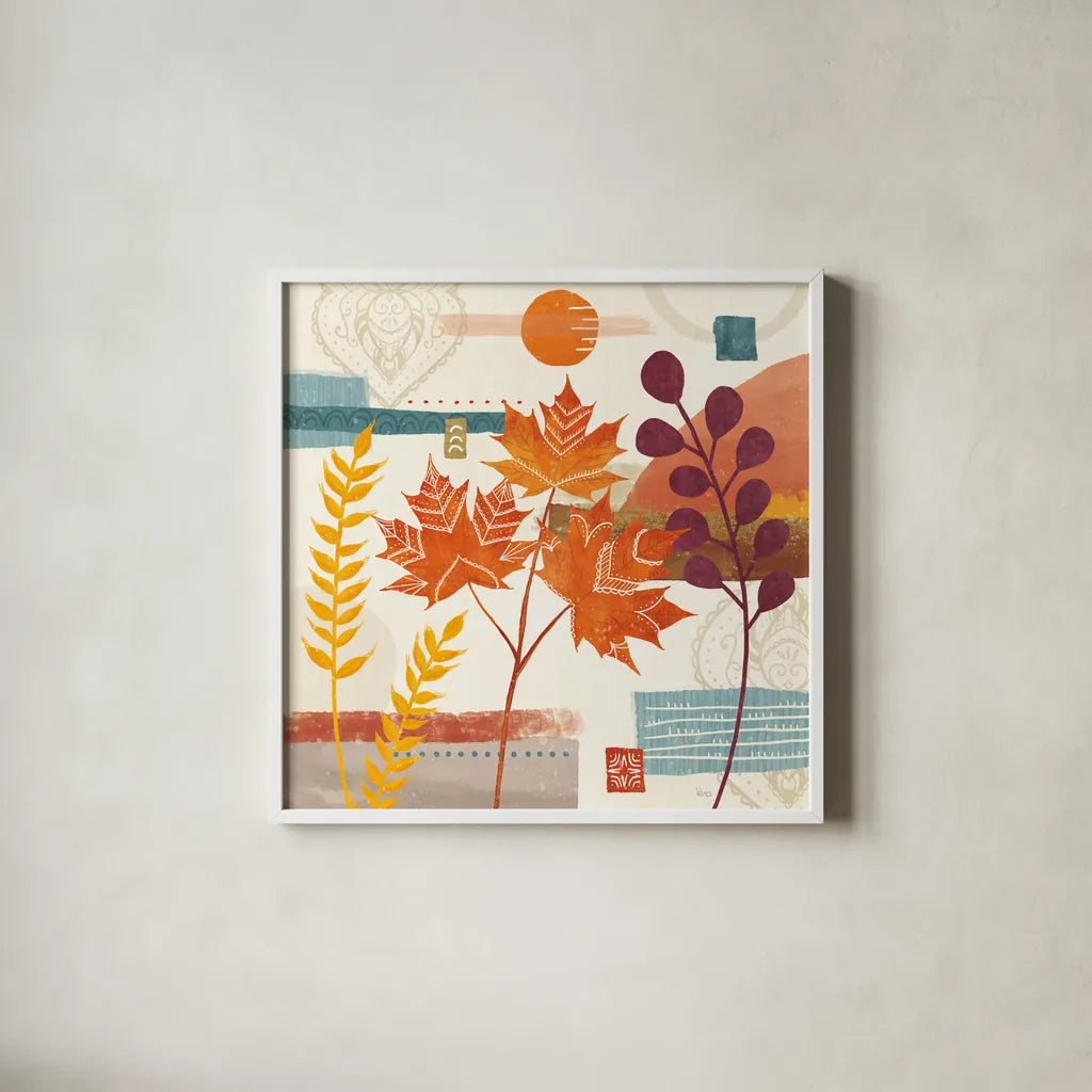 Harvest Horizon II by Veronique Charron. Shown in a crisp white glass frame for a clean and minimalist style. Available as an archival giclee rolled canvas, fine art paper, or poster print. SKU 83025a.