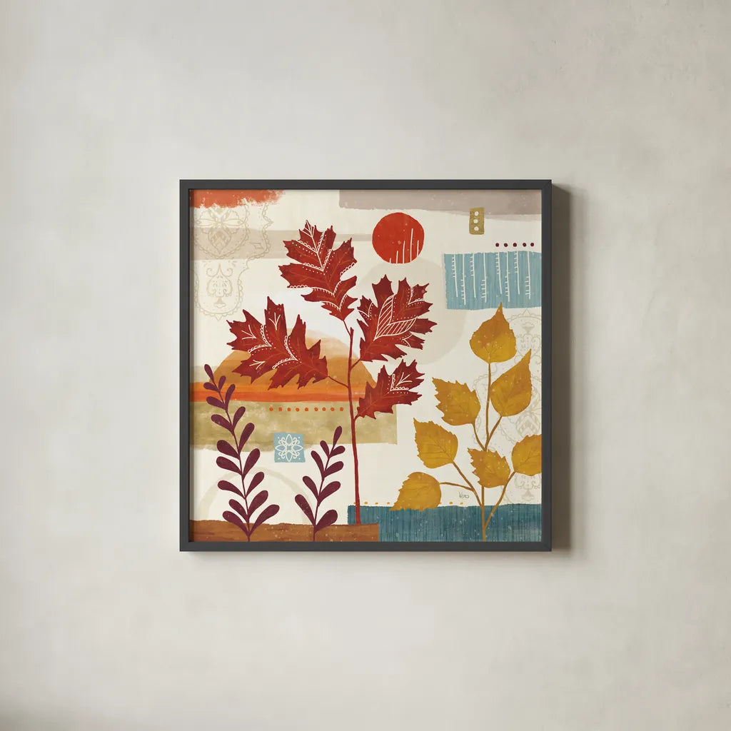 Harvest Horizon III by Veronique Charron. Shown in a sleek black glass frame for a contemporary gallery look. Available as an archival giclee rolled canvas, fine art paper, or poster print. SKU 83026a.