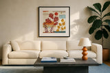Harvest Horizon III by Veronique Charron. Displayed in a glass frame with matte in a clean modern living room. Available as an archival giclee rolled canvas, fine art paper, or poster print. SKU 83026a.