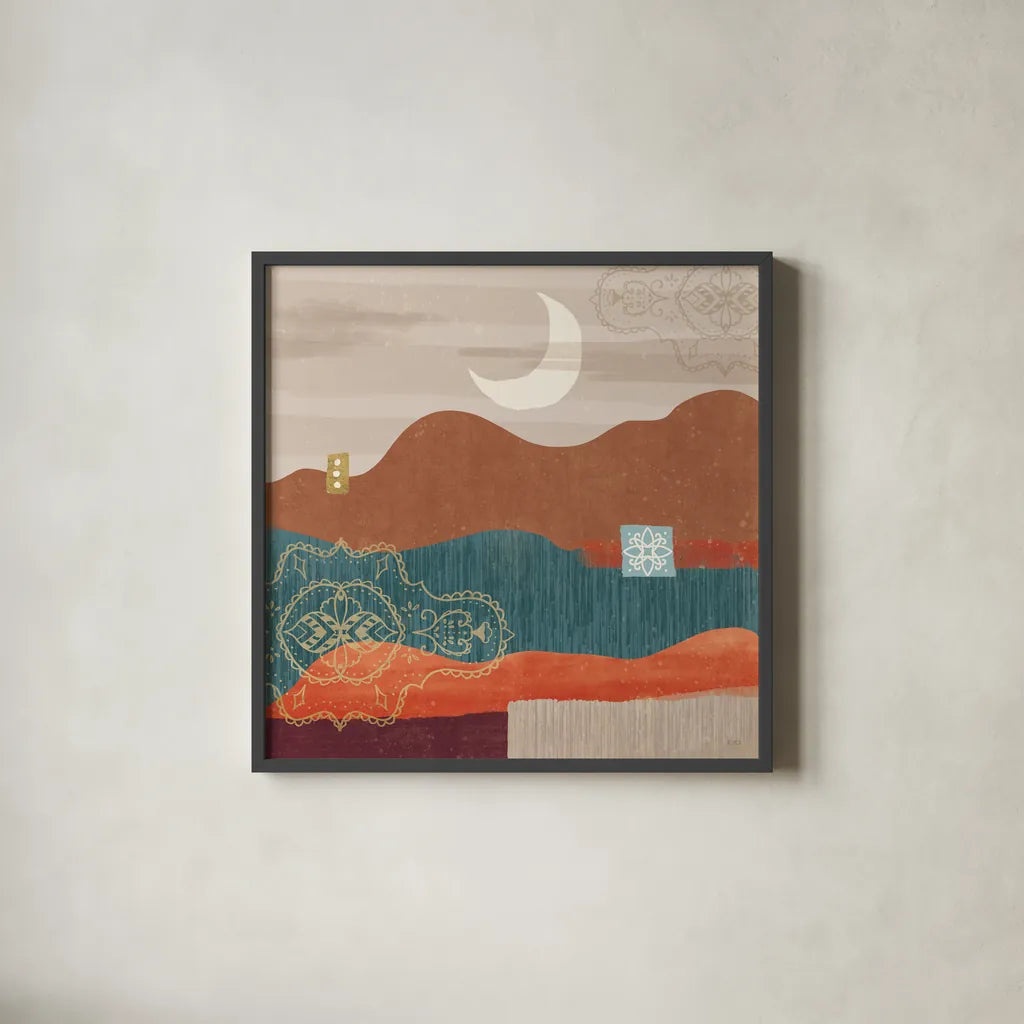 Harvest Horizon V by Veronique Charron. Shown in a sleek black glass frame for a contemporary gallery look. Available as an archival giclee rolled canvas, fine art paper, or poster print. SKU 83028a.