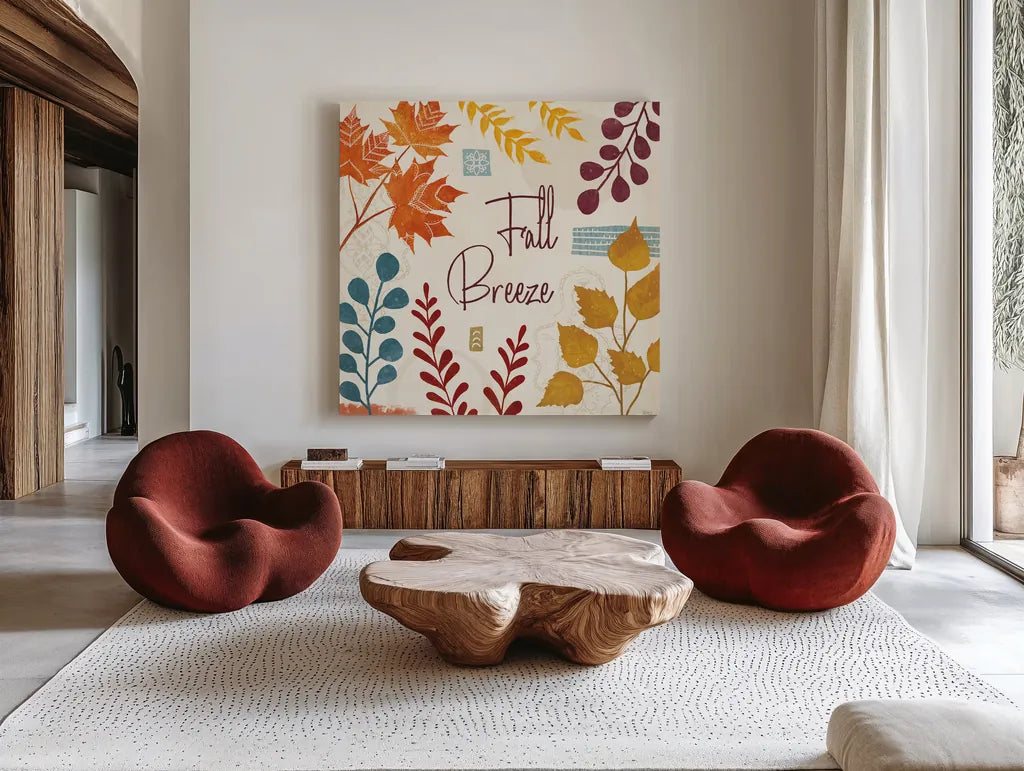 Harvest Horizon VI by Veronique Charron. Shown as extra-large giant wall art in a modern living room. Available as an archival giclee rolled canvas, fine art paper, or poster print. SKU 83029a.