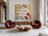 Harvest Horizon VII by Veronique Charron. Shown as extra-large giant wall art in a modern living room. Available as an archival giclee rolled canvas, fine art paper, or poster print. SKU 83030a.