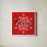 Holiday Charms I Red by Veronique Charron. Shown in a crisp white glass frame for a clean and minimalist style. Available as an archival giclee rolled canvas, fine art paper, or poster print. SKU 31971a.