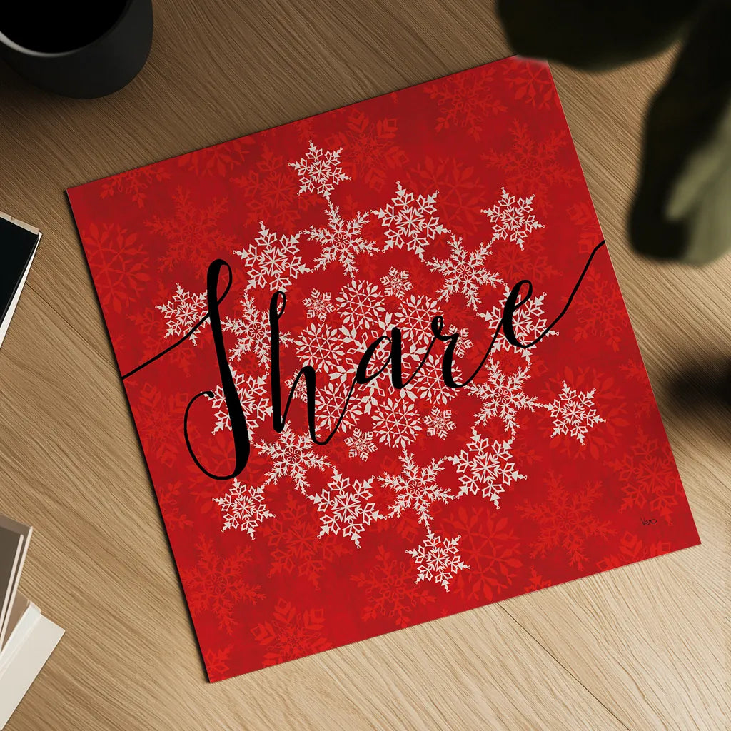 Holiday Charms II Red by Veronique Charron. Shown as a detailed flat fine art print, highlighting archival giclee quality. Available as an archival giclee rolled canvas, fine art paper, or poster print. SKU 31972a.