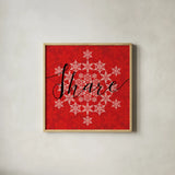 Holiday Charms II Red by Veronique Charron. Shown in a natural wood glass frame for a timeless modern aesthetic. Available as an archival giclee rolled canvas, fine art paper, or poster print. SKU 31972a.