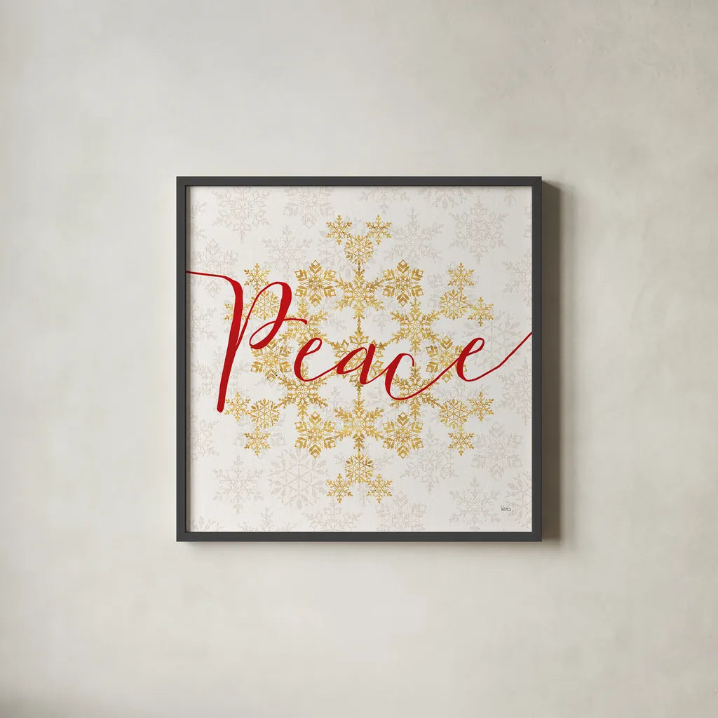 Holiday Charms III by Veronique Charron. Shown in a sleek black glass frame for a contemporary gallery look. Available as an archival giclee rolled canvas, fine art paper, or poster print. SKU 31967a.