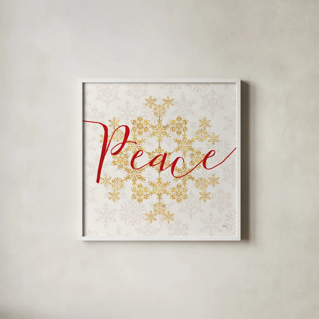 Holiday Charms III by Veronique Charron. Shown in a crisp white glass frame for a clean and minimalist style. Available as an archival giclee rolled canvas, fine art paper, or poster print. SKU 31967a.