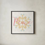 Holiday Charms III Bright by Veronique Charron. Shown in a sleek black glass frame for a contemporary gallery look. Available as an archival giclee rolled canvas, fine art paper, or poster print. SKU 66629a.