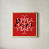 Holiday Charms III Red by Veronique Charron. Shown in a natural wood glass frame for a timeless modern aesthetic. Available as an archival giclee rolled canvas, fine art paper, or poster print. SKU 31973a.