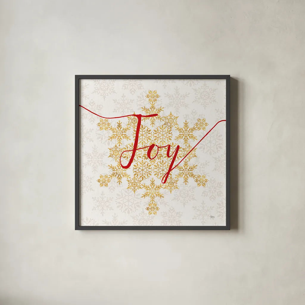 Holiday Charms IV by Veronique Charron. Shown in a sleek black glass frame for a contemporary gallery look. Available as an archival giclee rolled canvas, fine art paper, or poster print. SKU 31968a.