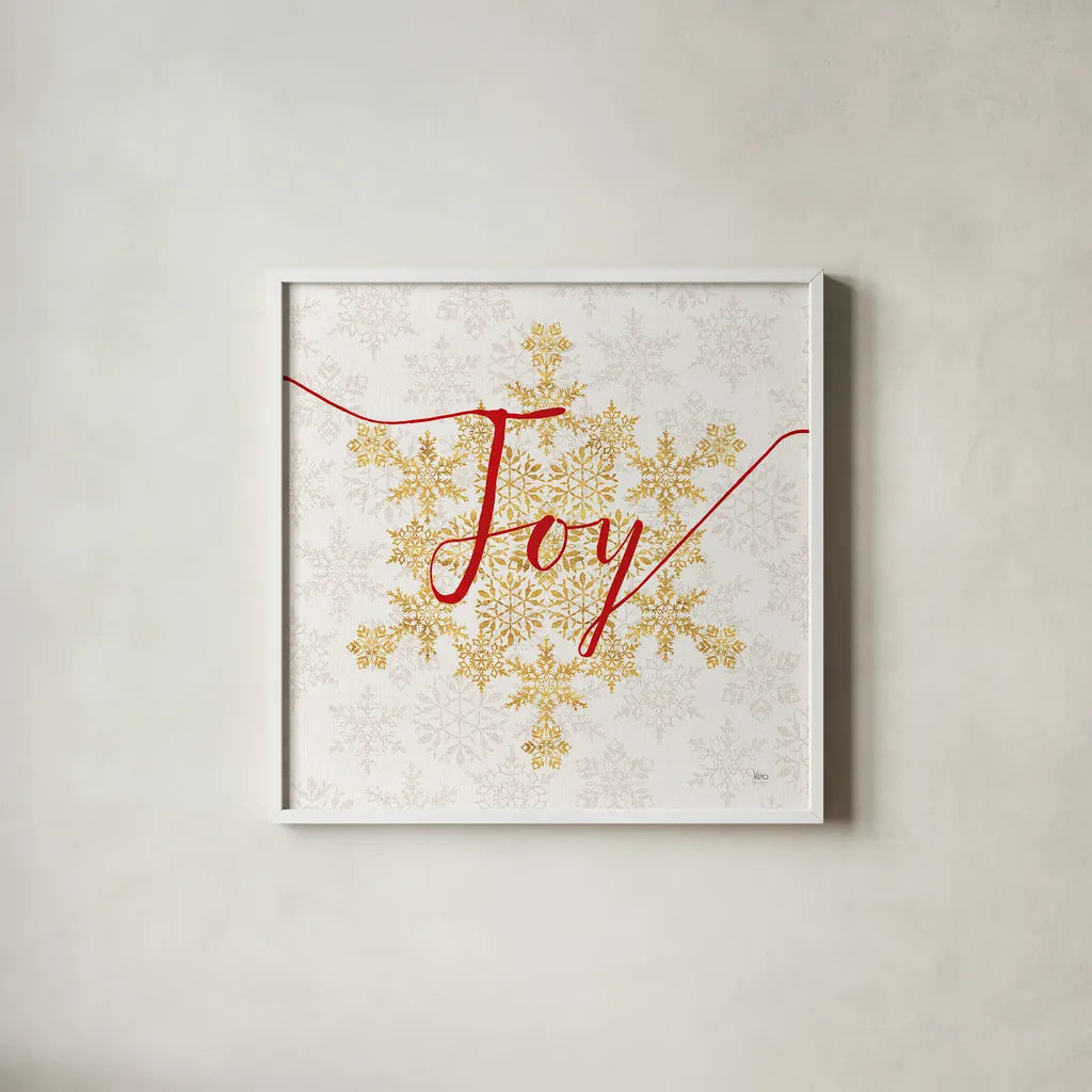 Holiday Charms IV by Veronique Charron. Shown in a crisp white glass frame for a clean and minimalist style. Available as an archival giclee rolled canvas, fine art paper, or poster print. SKU 31968a.