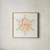 Holiday Charms IV Bright by Veronique Charron. Shown in a natural wood glass frame for a timeless modern aesthetic. Available as an archival giclee rolled canvas, fine art paper, or poster print. SKU 66630a.