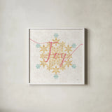 Holiday Charms IV Bright by Veronique Charron. Shown in a crisp white glass frame for a clean and minimalist style. Available as an archival giclee rolled canvas, fine art paper, or poster print. SKU 66630a.