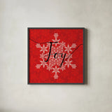 Holiday Charms IV Red by Veronique Charron. Shown in a sleek black glass frame for a contemporary gallery look. Available as an archival giclee rolled canvas, fine art paper, or poster print. SKU 31974a.