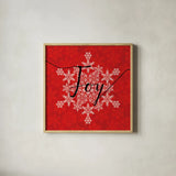 Holiday Charms IV Red by Veronique Charron. Shown in a natural wood glass frame for a timeless modern aesthetic. Available as an archival giclee rolled canvas, fine art paper, or poster print. SKU 31974a.