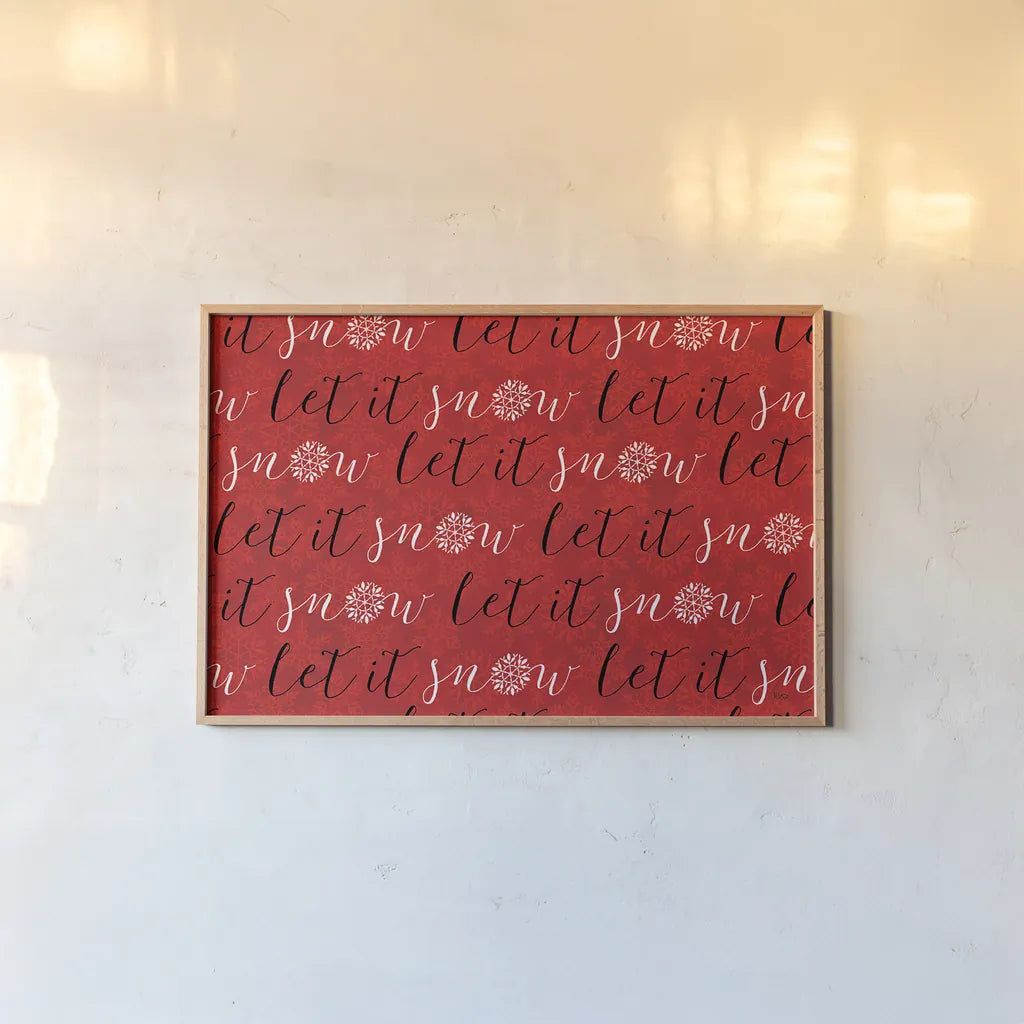 Holiday Charms V Red by Veronique Charron. shown as a paper print in a natural frame. Available as a archival giclee rolled canvas, fine art paper, or poster print. SKU 31975i.