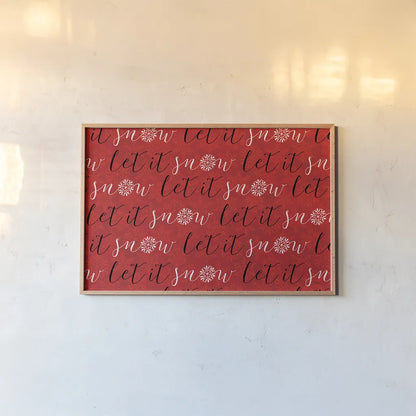 Holiday Charms V Red by Veronique Charron. shown as a paper print in a natural frame. Available as a archival giclee rolled canvas, fine art paper, or poster print. SKU 31975i.