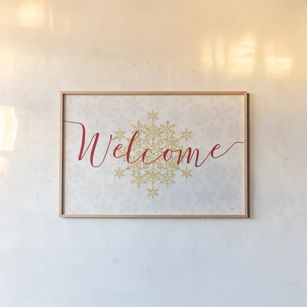 Holiday Charms VI by Veronique Charron. shown as a paper print in a natural frame. Available as a archival giclee rolled canvas, fine art paper, or poster print. SKU 31970i.