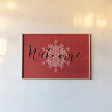 Holiday Charms VI Red by Veronique Charron. shown as a paper print in a natural frame. Available as a archival giclee rolled canvas, fine art paper, or poster print. SKU 31976i.