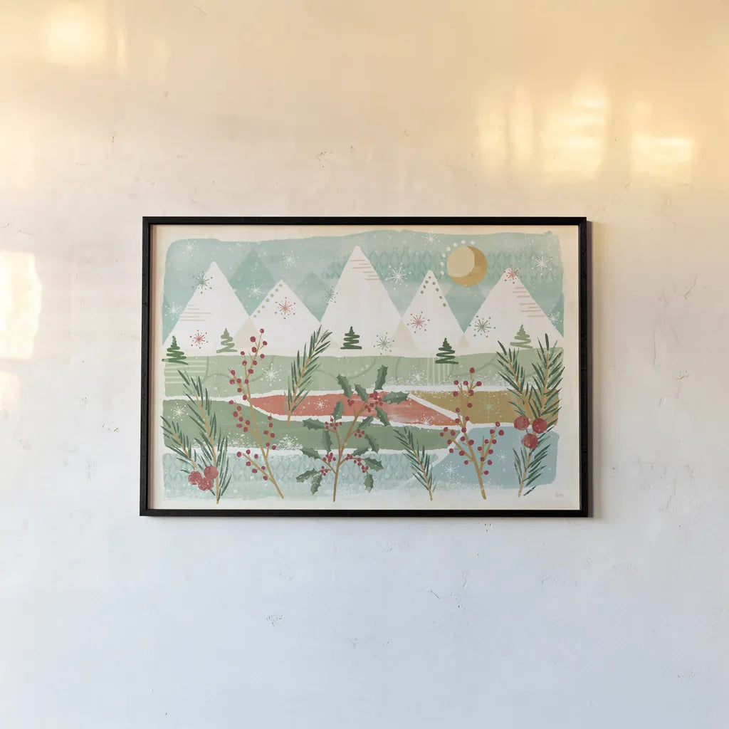 Holiday Flair I by Veronique Charron. shown as a paper print in a black flame. Available as a archival giclee rolled canvas, fine art paper, or poster print. SKU 65842i.