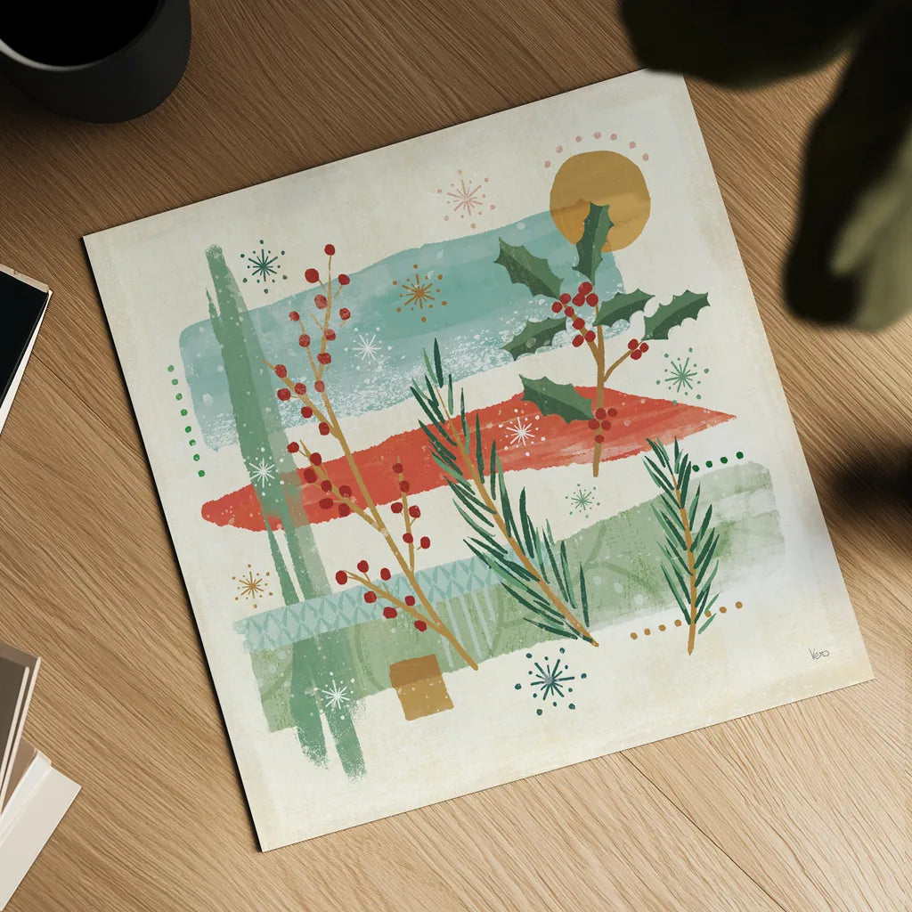 Holiday Flair II by Veronique Charron. Shown as a detailed flat fine art print, highlighting archival giclee quality. Available as an archival giclee rolled canvas, fine art paper, or poster print. SKU 65843a.