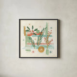 Holiday Flair III by Veronique Charron. Shown in a sleek black glass frame for a contemporary gallery look. Available as an archival giclee rolled canvas, fine art paper, or poster print. SKU 65844a.