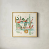 Holiday Flair III by Veronique Charron. Shown in a natural wood glass frame for a timeless modern aesthetic. Available as an archival giclee rolled canvas, fine art paper, or poster print. SKU 65844a.