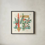 Holiday Flair V by Veronique Charron. Shown in a sleek black glass frame for a contemporary gallery look. Available as an archival giclee rolled canvas, fine art paper, or poster print. SKU 65846a.