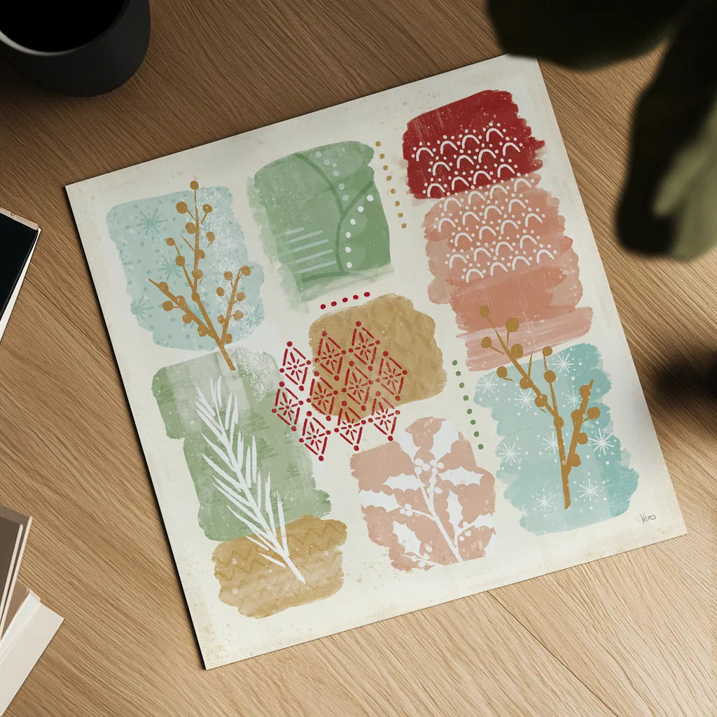 Holiday Flair VII by Veronique Charron. Shown as a detailed flat fine art print, highlighting archival giclee quality. Available as an archival giclee rolled canvas, fine art paper, or poster print. SKU 65848a.