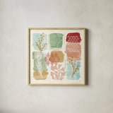 Holiday Flair VII by Veronique Charron. Shown in a natural wood glass frame for a timeless modern aesthetic. Available as an archival giclee rolled canvas, fine art paper, or poster print. SKU 65848a.