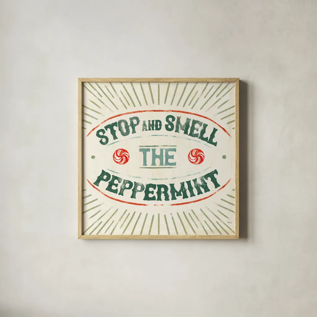 Holiday Likeness IX by Veronique Charron. Shown in a natural wood glass frame for a timeless modern aesthetic. Available as an archival giclee rolled canvas, fine art paper, or poster print. SKU 63018a.