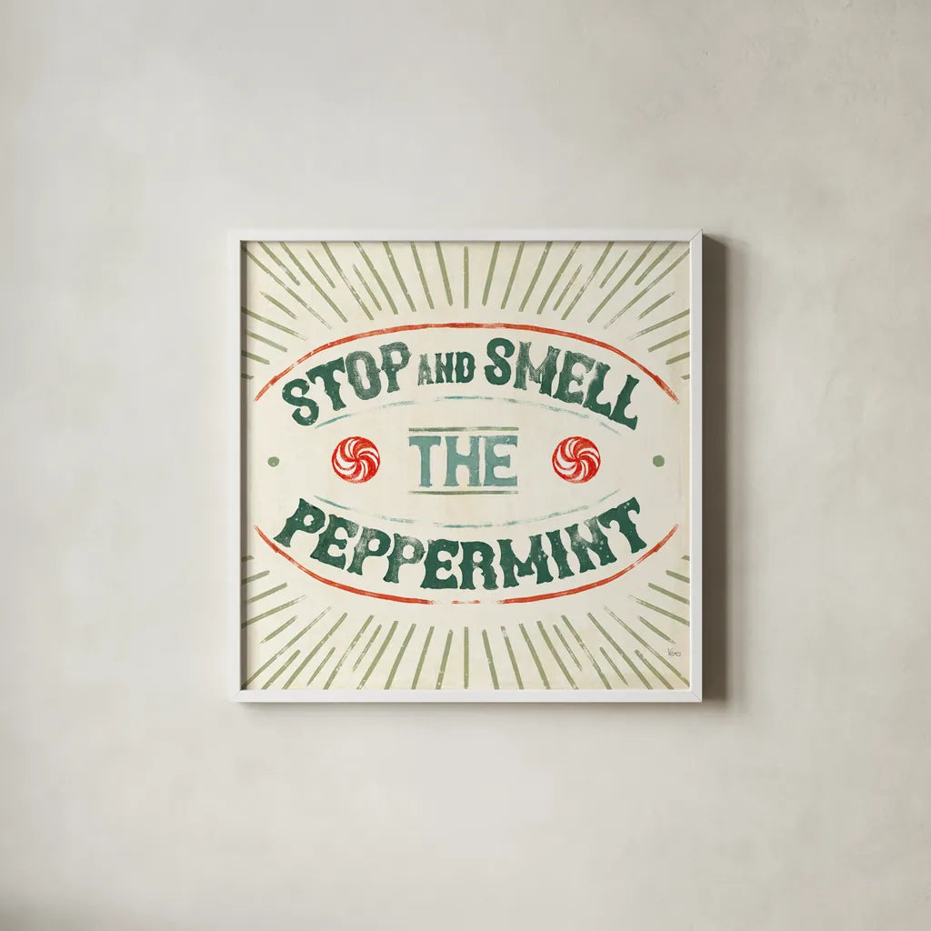 Holiday Likeness IX by Veronique Charron. Shown in a crisp white glass frame for a clean and minimalist style. Available as an archival giclee rolled canvas, fine art paper, or poster print. SKU 63018a.