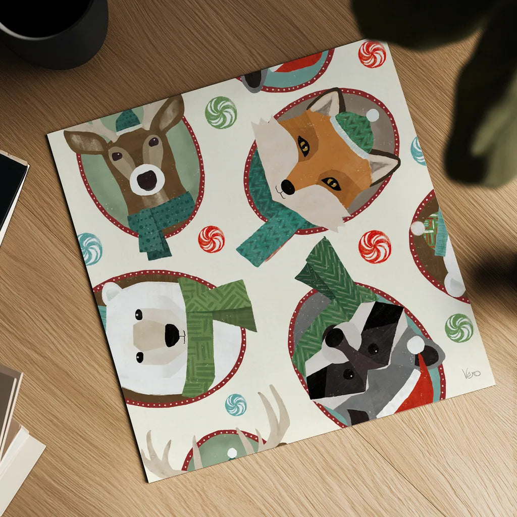 Holiday Likeness Pattern IA by Veronique Charron. Shown as a detailed flat fine art print, highlighting archival giclee quality. Available as an archival giclee rolled canvas, fine art paper, or poster print. SKU 63019a.