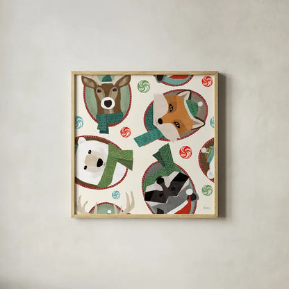 Holiday Likeness Pattern IA by Veronique Charron. Shown in a natural wood glass frame for a timeless modern aesthetic. Available as an archival giclee rolled canvas, fine art paper, or poster print. SKU 63019a.