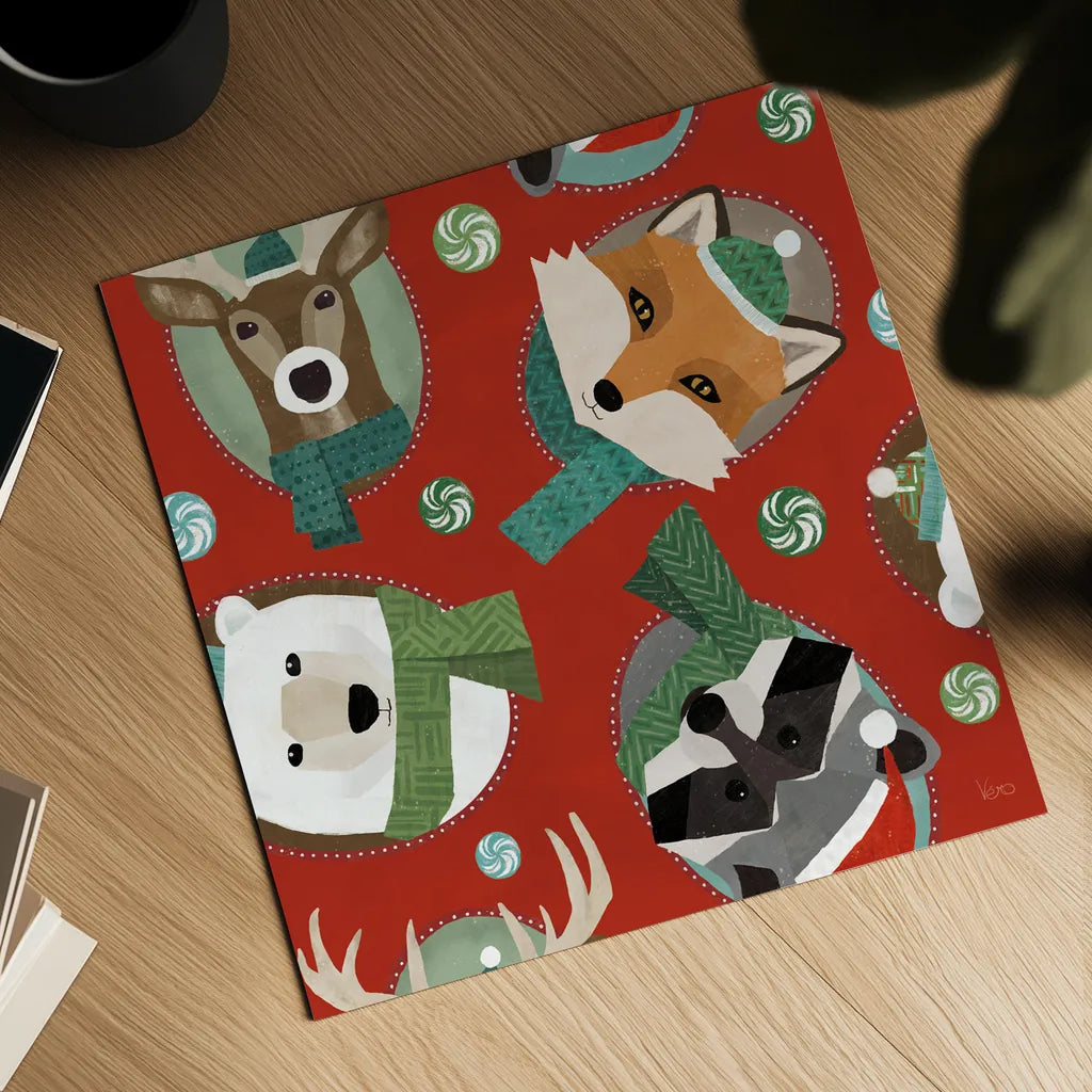 Holiday Likeness Pattern IB by Veronique Charron. Shown as a detailed flat fine art print, highlighting archival giclee quality. Available as an archival giclee rolled canvas, fine art paper, or poster print. SKU 63020a.