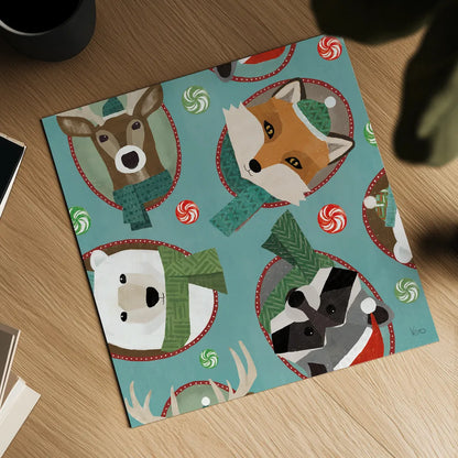 Holiday Likeness Pattern IC by Veronique Charron. Shown as a detailed flat fine art print, highlighting archival giclee quality. Available as an archival giclee rolled canvas, fine art paper, or poster print. SKU 63021a.