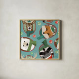 Holiday Likeness Pattern IC by Veronique Charron. Shown in a natural wood glass frame for a timeless modern aesthetic. Available as an archival giclee rolled canvas, fine art paper, or poster print. SKU 63021a.