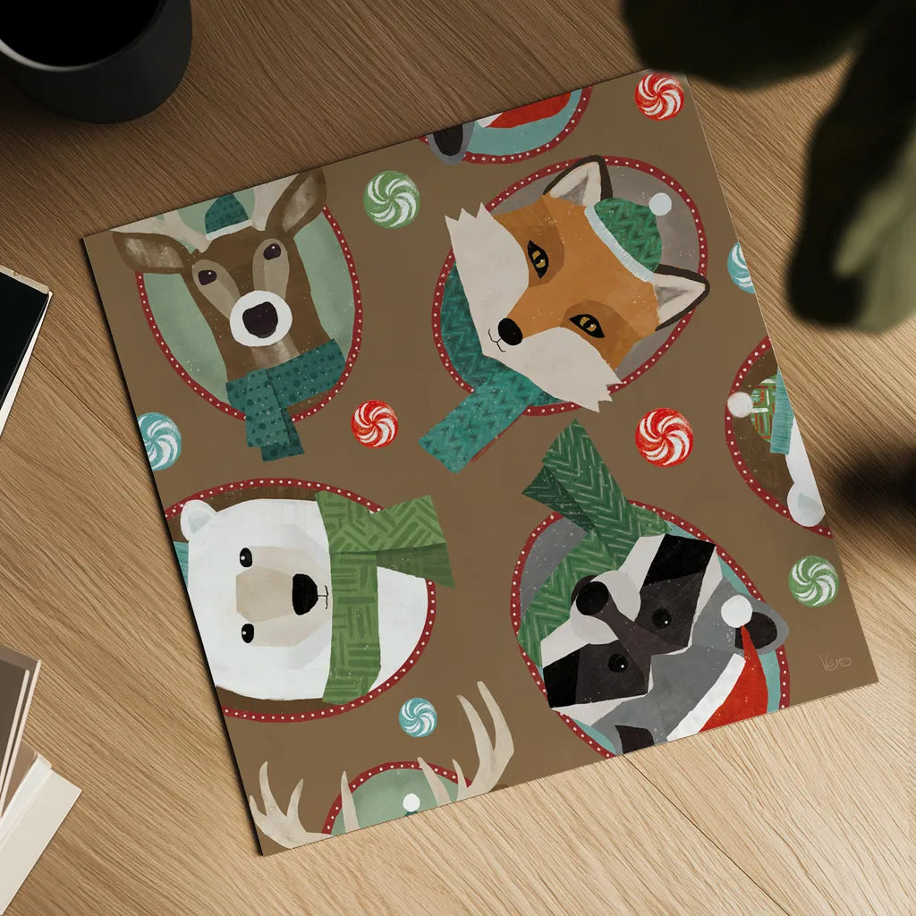 Holiday Likeness Pattern ID by Veronique Charron. Shown as a detailed flat fine art print, highlighting archival giclee quality. Available as an archival giclee rolled canvas, fine art paper, or poster print. SKU 63022a.