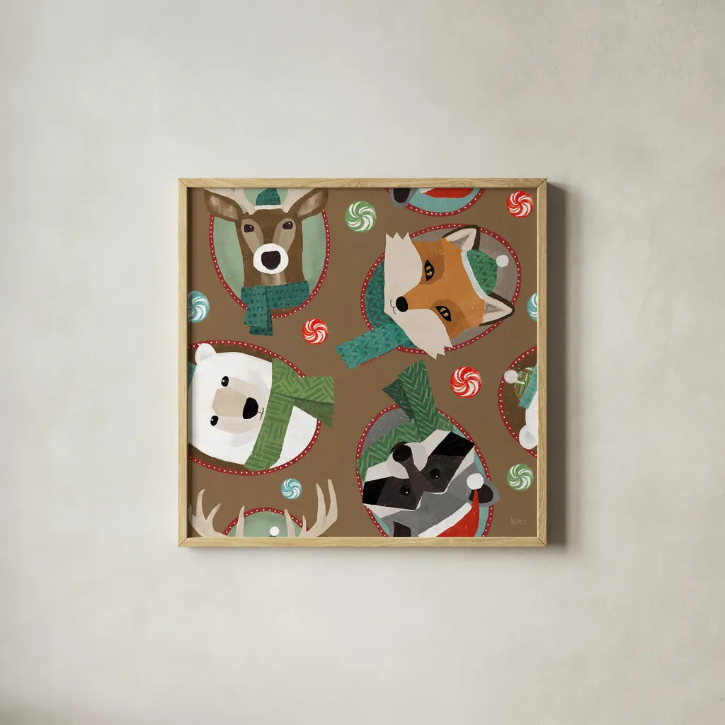 Holiday Likeness Pattern ID by Veronique Charron. Shown in a natural wood glass frame for a timeless modern aesthetic. Available as an archival giclee rolled canvas, fine art paper, or poster print. SKU 63022a.