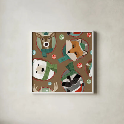 Holiday Likeness Pattern ID by Veronique Charron. Shown in a crisp white glass frame for a clean and minimalist style. Available as an archival giclee rolled canvas, fine art paper, or poster print. SKU 63022a.